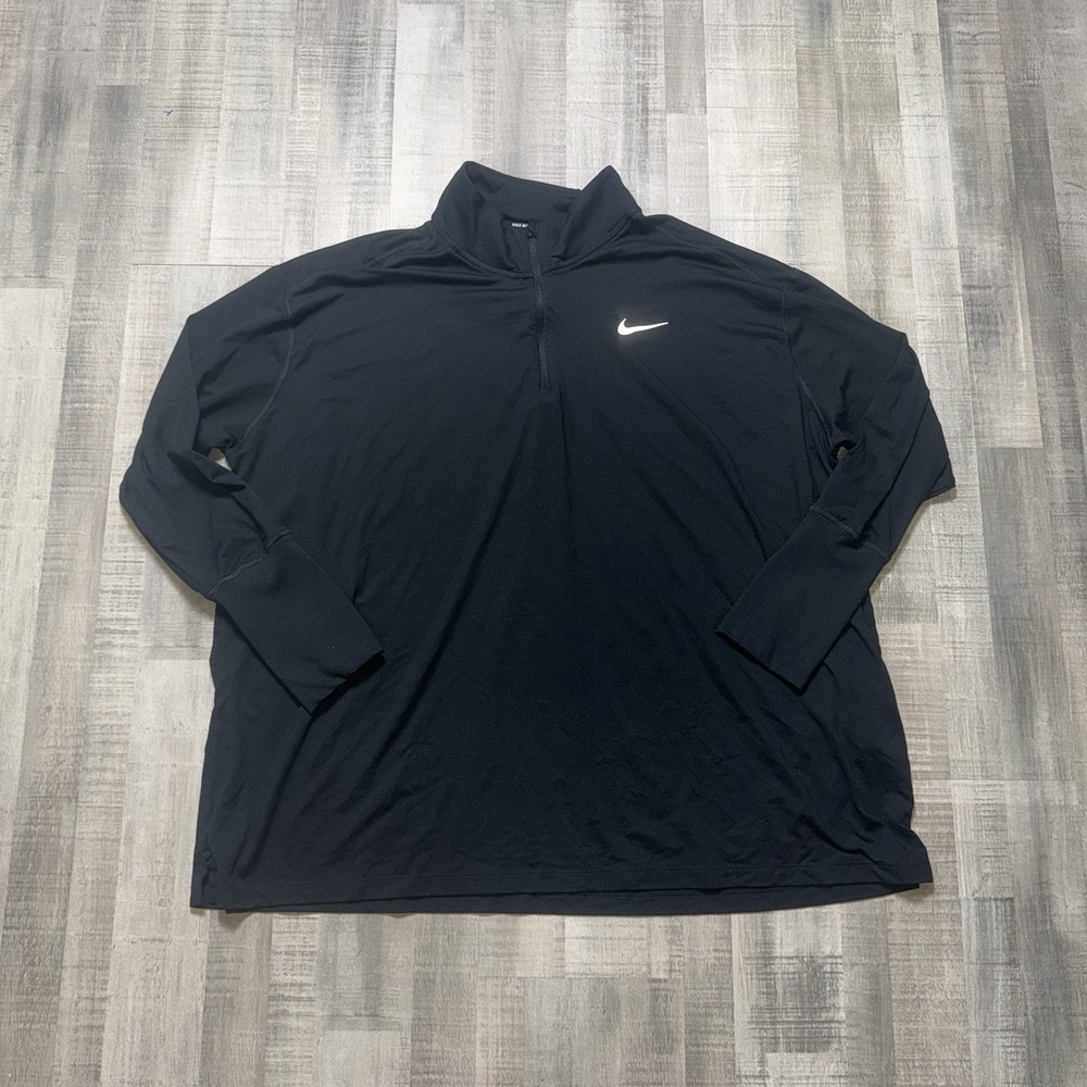 Nike Dri-FIT Mens 3XL Black Quarter Zip Long Sleeve Running Pullover